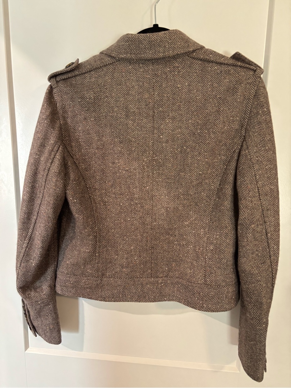 NEW Michael Michael KORS  Brown Herringbone Wool-Blend Military Stye Jacket SZ 8 - Picture 3 of 14